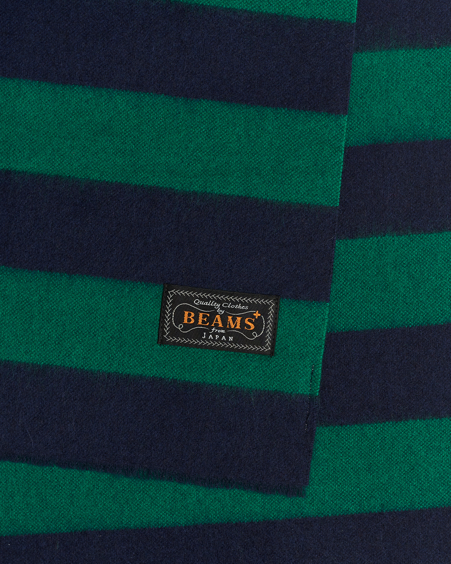 Herren | BEAMS PLUS Cashmere Stripe Scarf Green/Navy | BEAMS PLUS | Cashmere Stripe Scarf Green/Navy