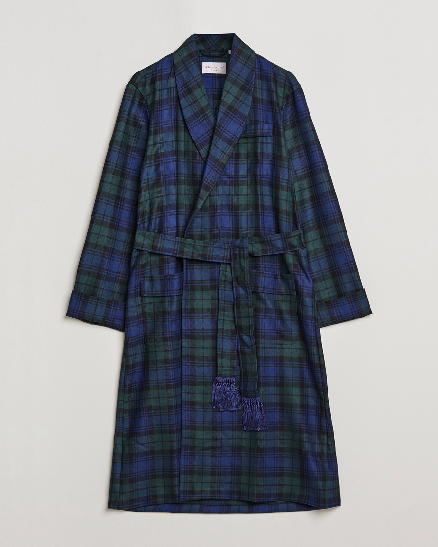 Herren | Schlafanzüge & Bademäntel | Derek Rose | Wool Tartan Dressing Gown Blackwatch