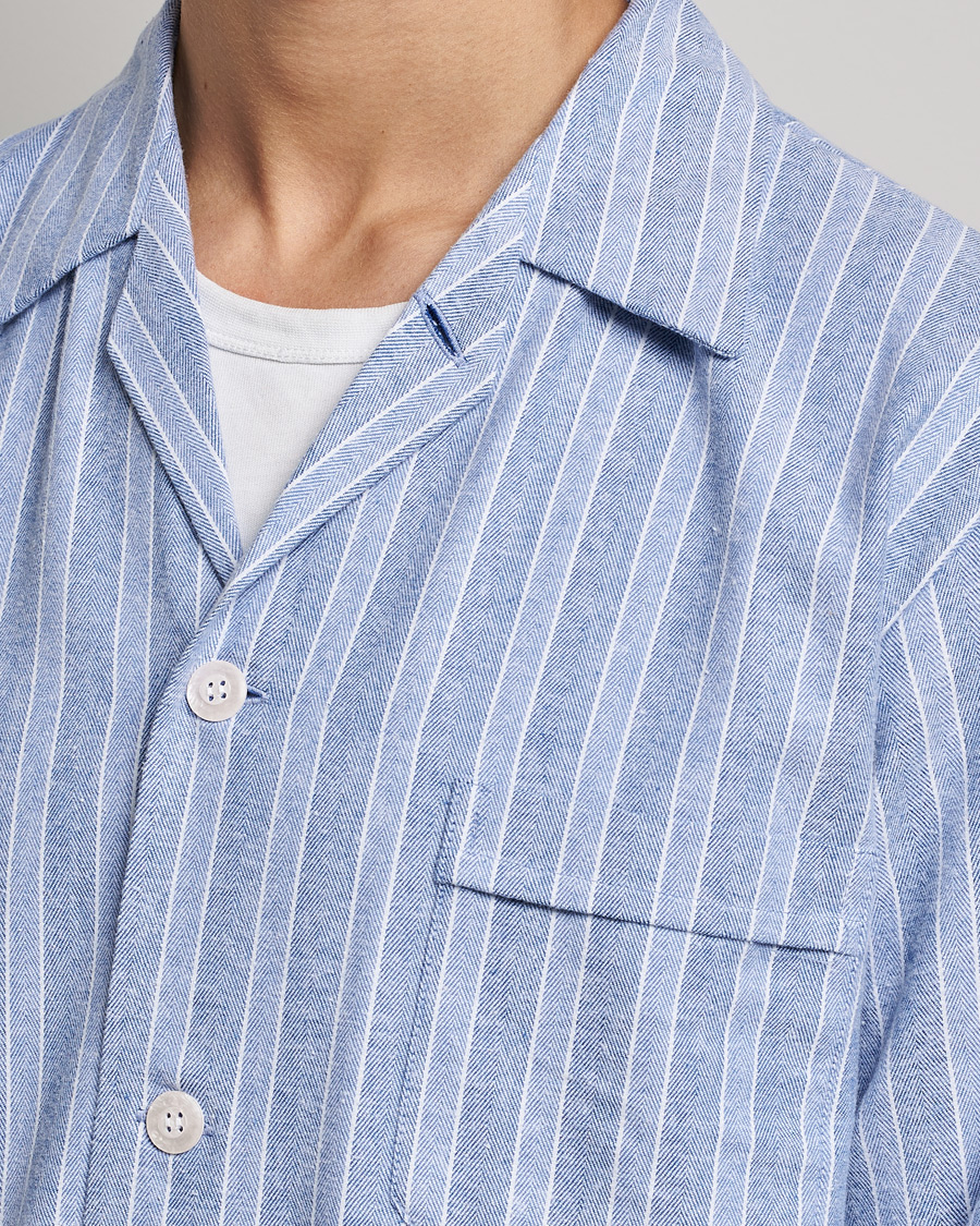 Herren | Schlafanzüge & Bademäntel | Derek Rose | Brushed Cotton Flannel Striped Pyjama Set Blue