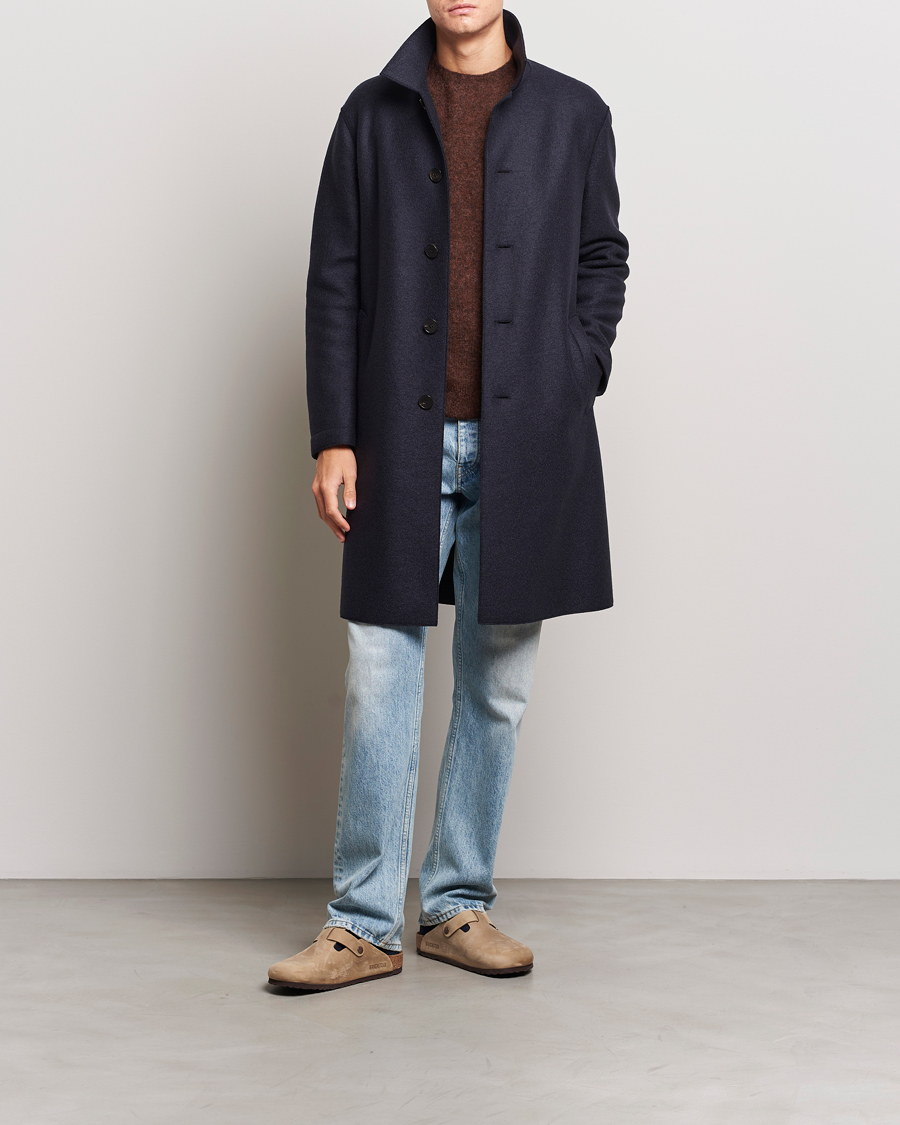 Herren | Jacken | Harris Wharf London | Pressed Wool Mac Coat Navy