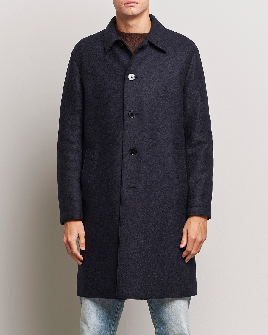 Herren | Jacken | Harris Wharf London | Pressed Wool Mac Coat Navy