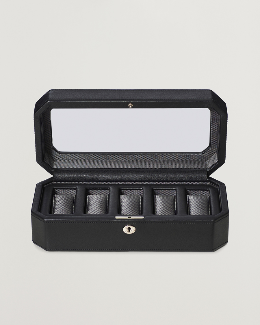 Herren | Uhren- und Schmuckkasten | WOLF | Windsor 5 Piece Watch Box Black/Grey