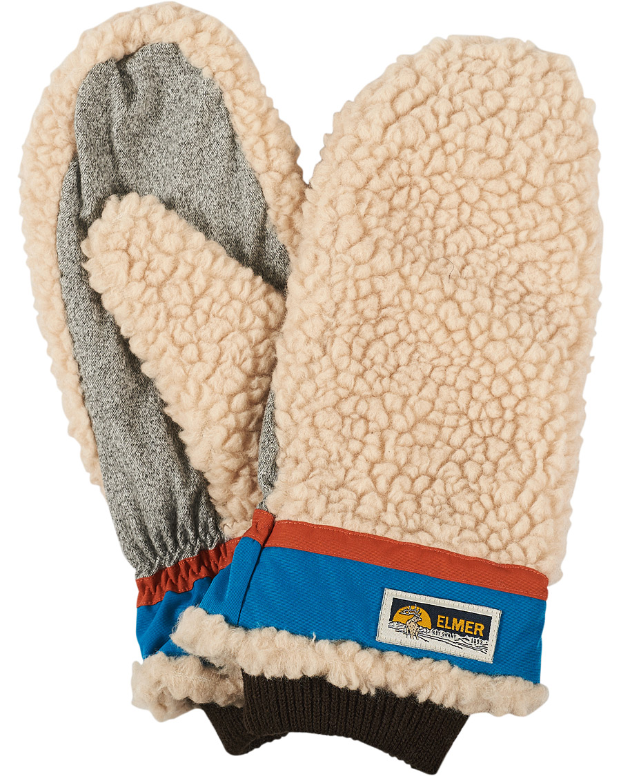 Herren | Elmer by Swany Miyo Wool Teddy Mittens Beige/Blue | Elmer by Swany | Miyo Wool Teddy Mittens Beige/Blue