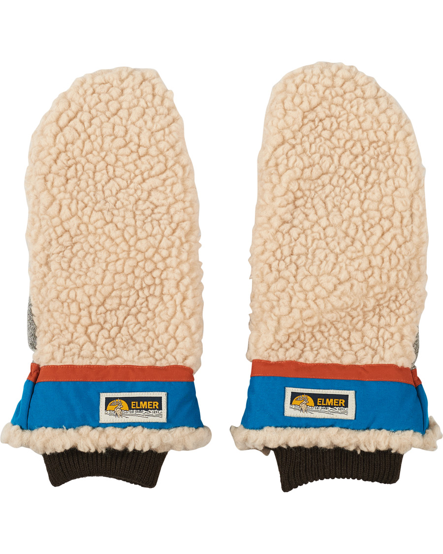 Herren | Elmer by Swany Miyo Wool Teddy Mittens Beige/Blue | Elmer by Swany | Miyo Wool Teddy Mittens Beige/Blue