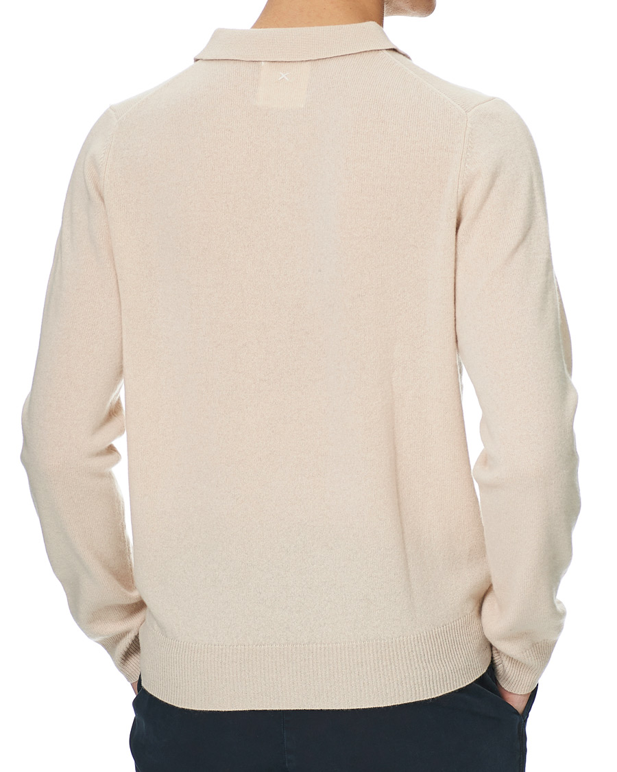 Herren | Pullover | People's Republic of Cashmere | Cashmere Long Sleeve Polo Cream