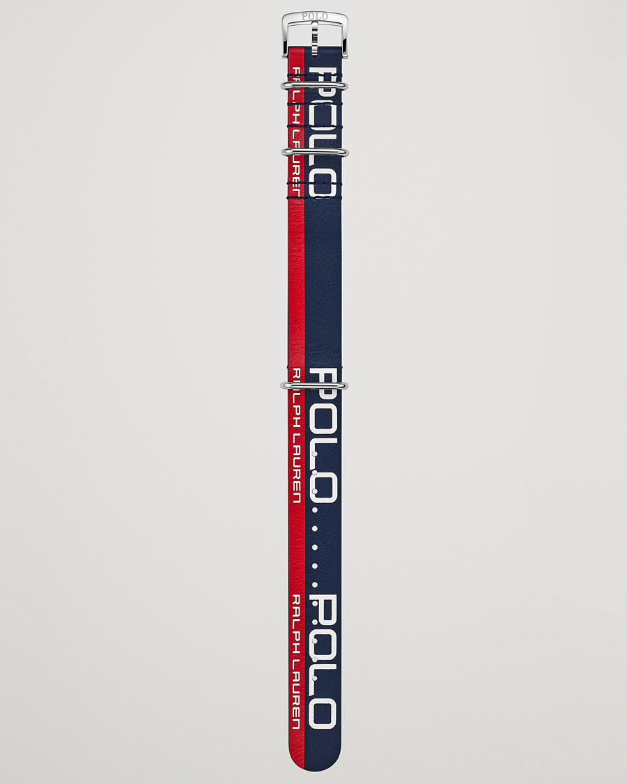 Herren | Polo Ralph Lauren Sporting Leather Strap Blue/Red | Polo Ralph Lauren | Sporting Leather Strap Blue/Red