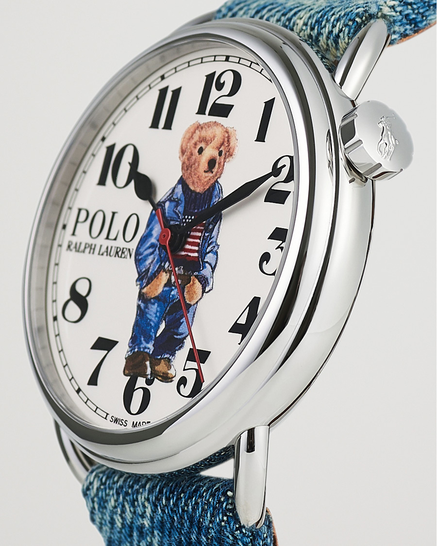 Herren | Polo Ralph Lauren 42mm Automatic Denim Flag Bear Steel With White Dial | Polo Ralph Lauren | 42mm Automatic Denim Flag Bear Steel With White Dial