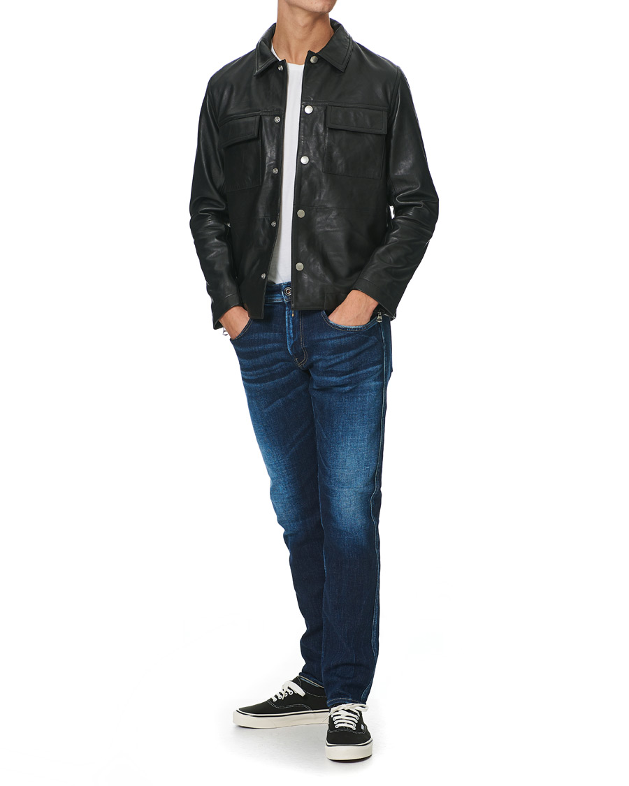 Herren | Hemden | J.Lindeberg | Lenox Lambsnappa Leather Overshirt Black