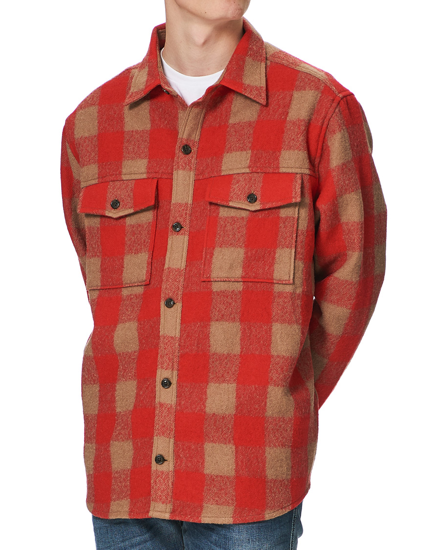 Herren | Hemden | J.Lindeberg | Gingham Wool Loose Fit Overshirt Red Bell