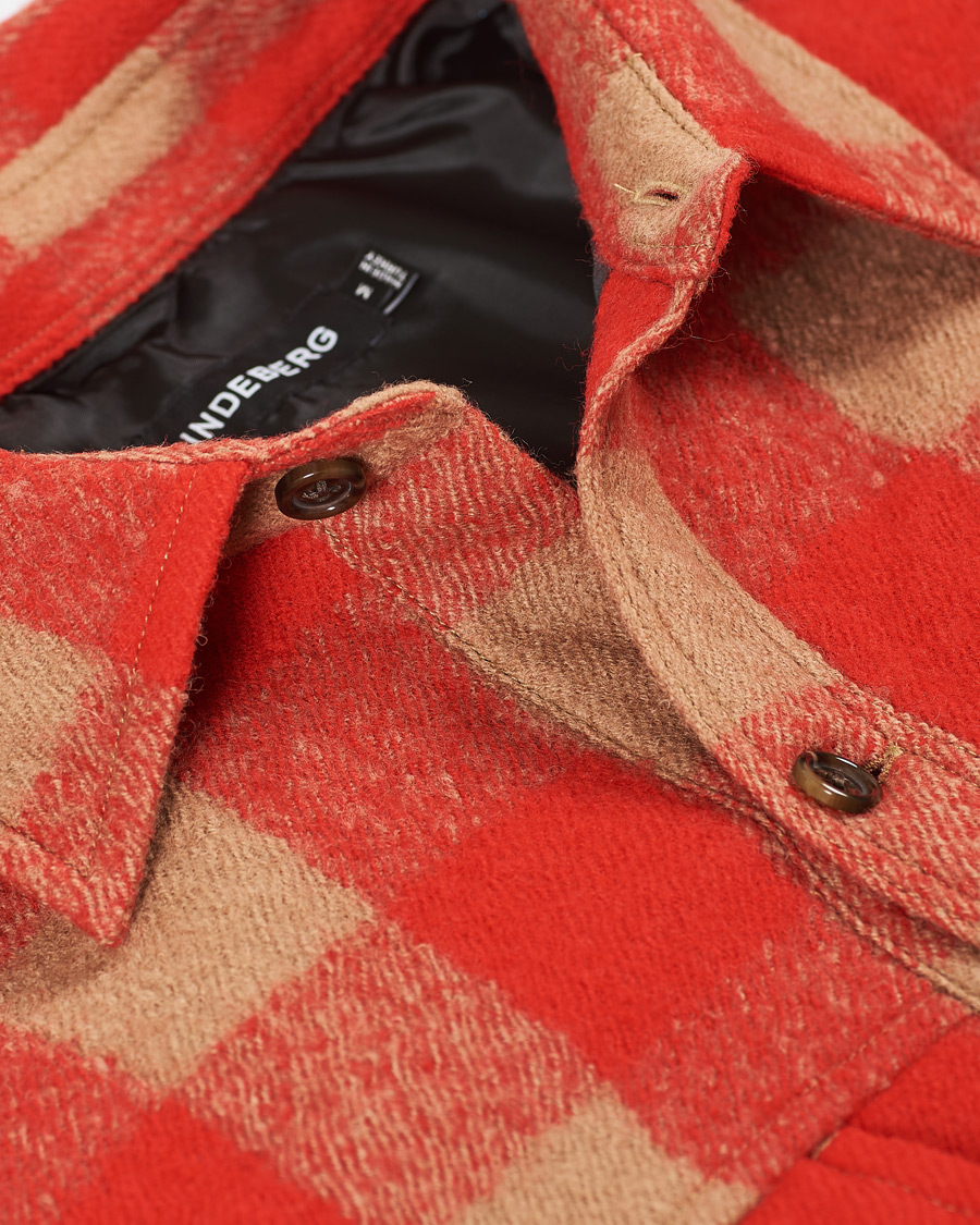 Herren | Hemden | J.Lindeberg | Gingham Wool Loose Fit Overshirt Red Bell