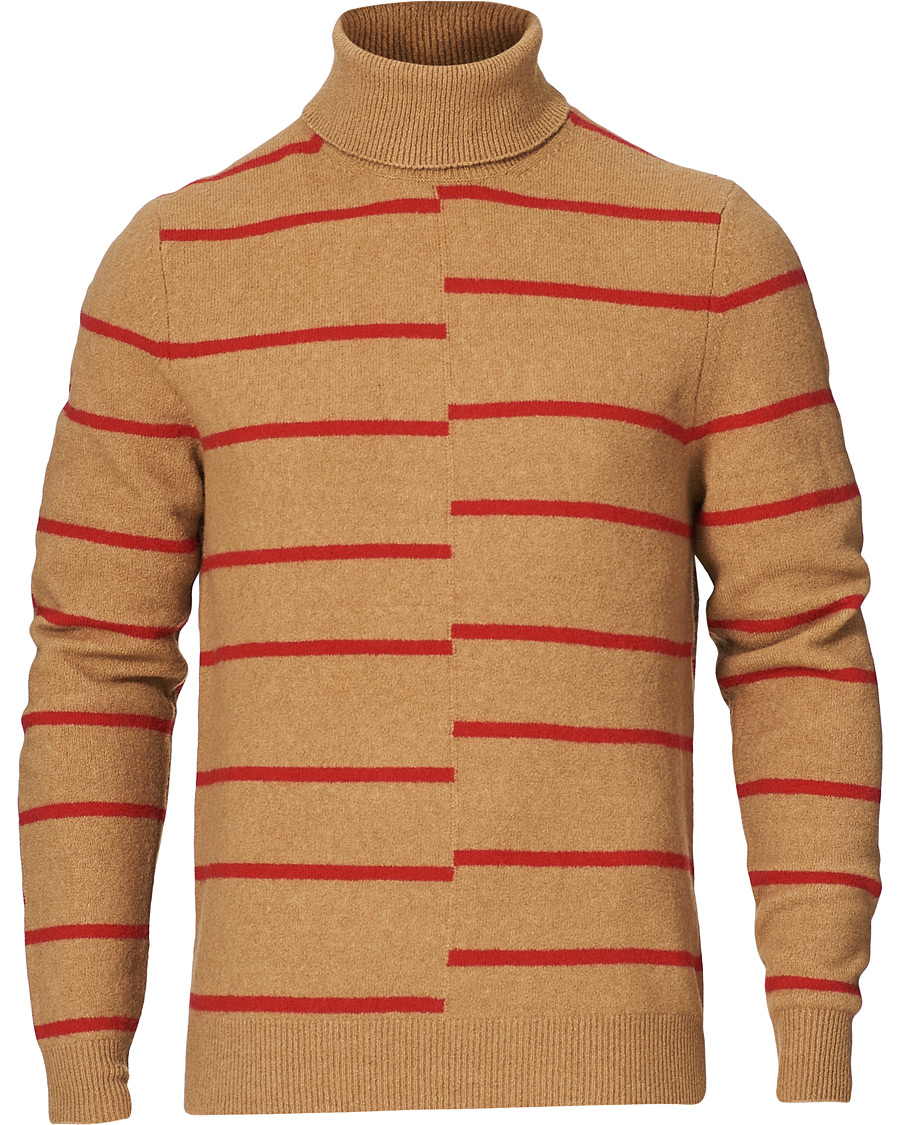 Herren | Pullover | J.Lindeberg | Floyd Striped Yak Blend Rollneck Tiger Brown