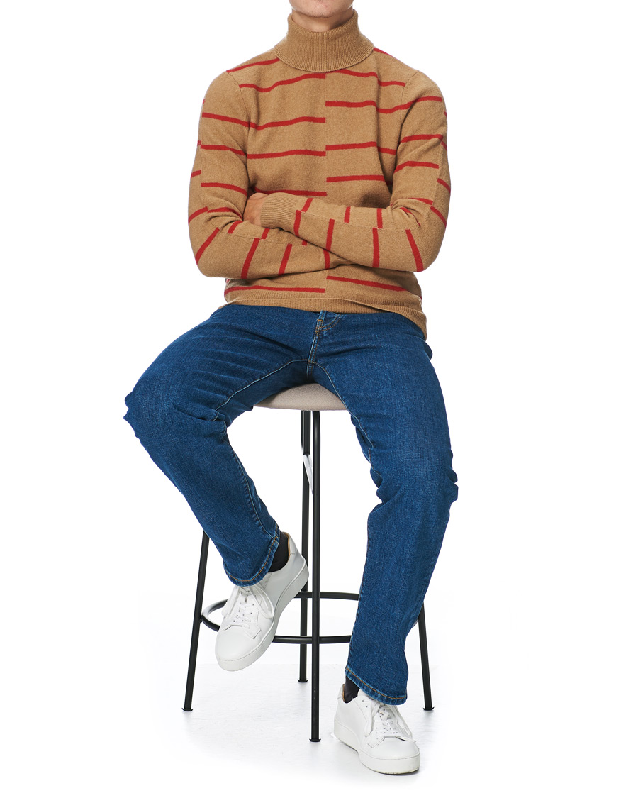 Herren | Pullover | J.Lindeberg | Floyd Striped Yak Blend Rollneck Tiger Brown