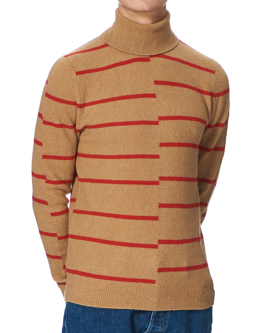 Herren | Pullover | J.Lindeberg | Floyd Striped Yak Blend Rollneck Tiger Brown