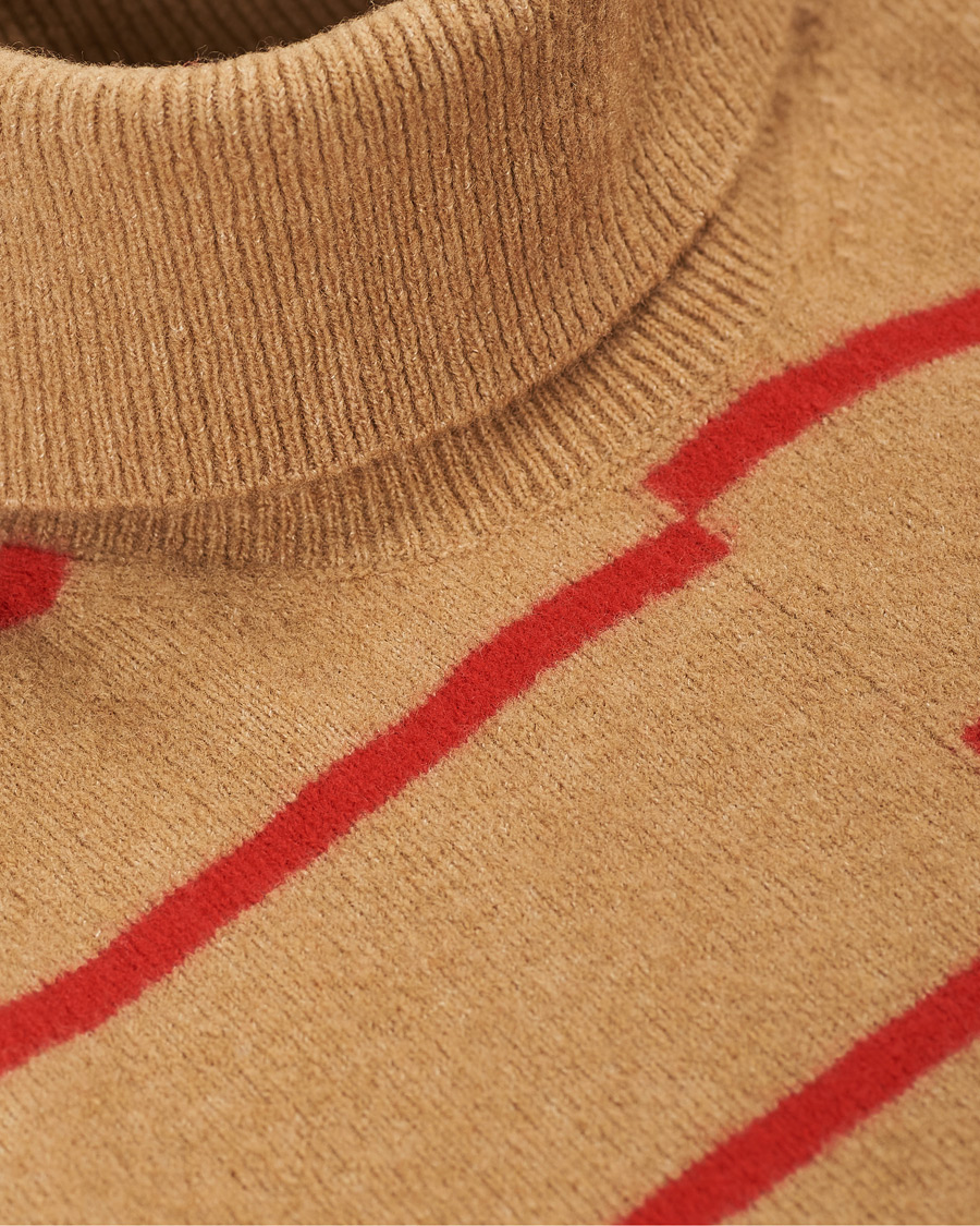 Herren | Pullover | J.Lindeberg | Floyd Striped Yak Blend Rollneck Tiger Brown