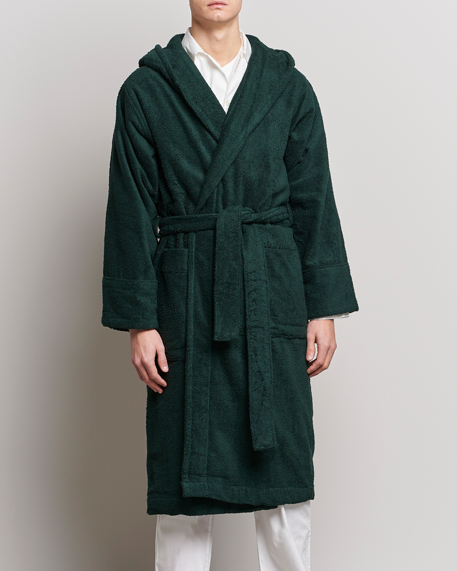 Herren | Schlafanzüge & Bademäntel | Tekla | Organic Terry Hooded Bathrobe Forest Green