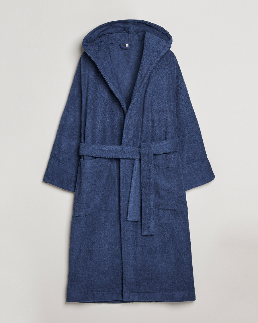 Herren | Schlafanzüge & Bademäntel | Tekla | Organic Terry Hooded Bathrobe Navy