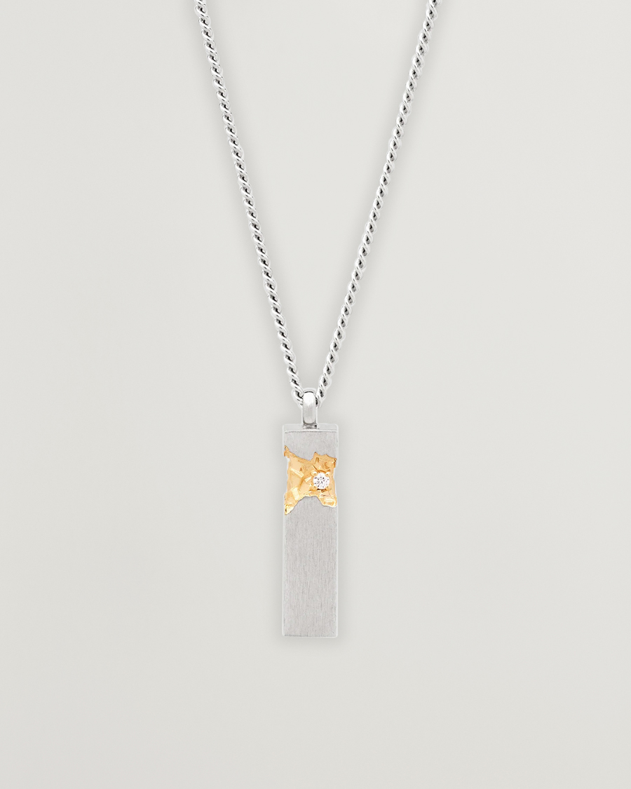 Herren | Tom Wood Mined Cube Pendant Necklace Silver | Tom Wood | Mined Cube Pendant Necklace Silver
