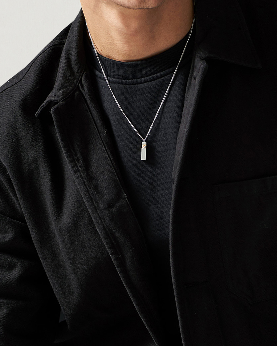 Herren | Tom Wood Mined Cube Pendant Necklace Silver | Tom Wood | Mined Cube Pendant Necklace Silver