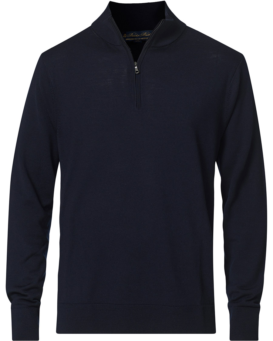 Herren | Pullover | Brooks Brothers | Washable Merino Wool Half Zip Navy
