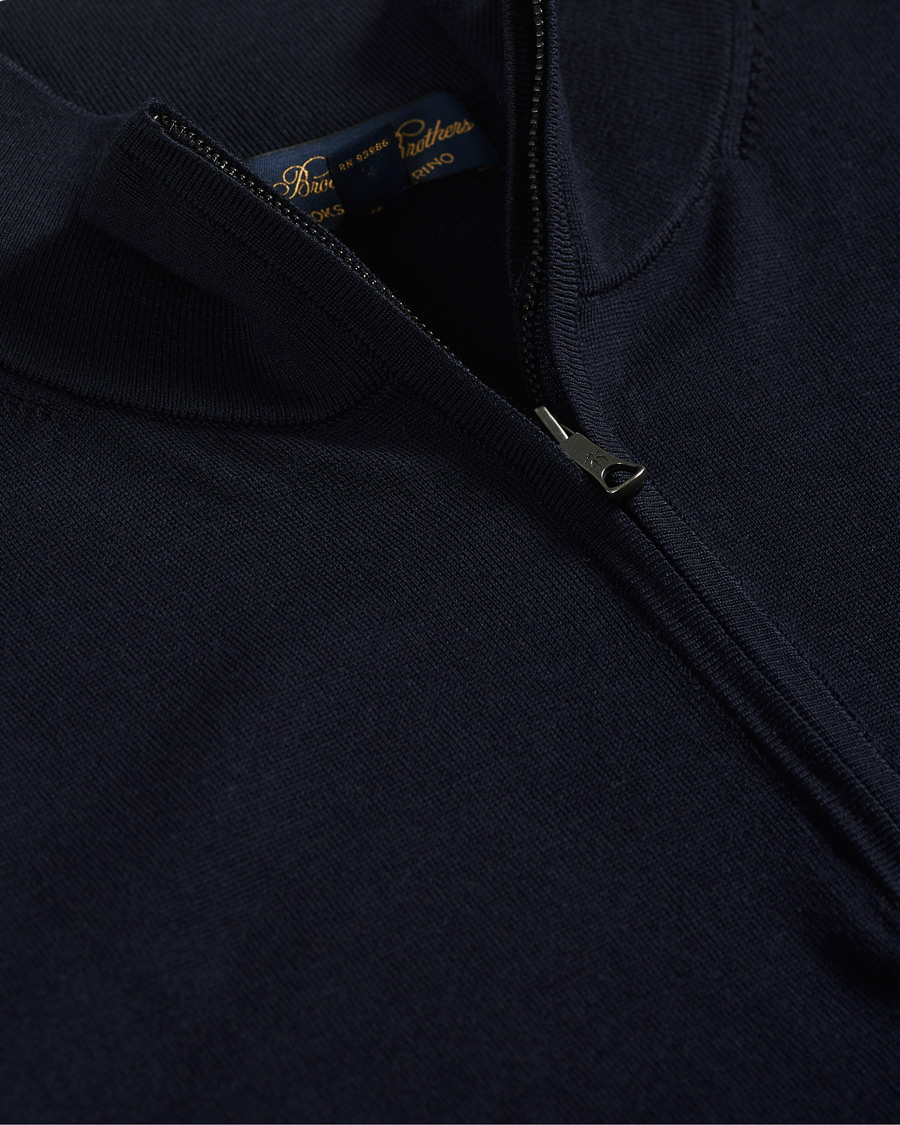 Herren | Pullover | Brooks Brothers | Washable Merino Wool Half Zip Navy