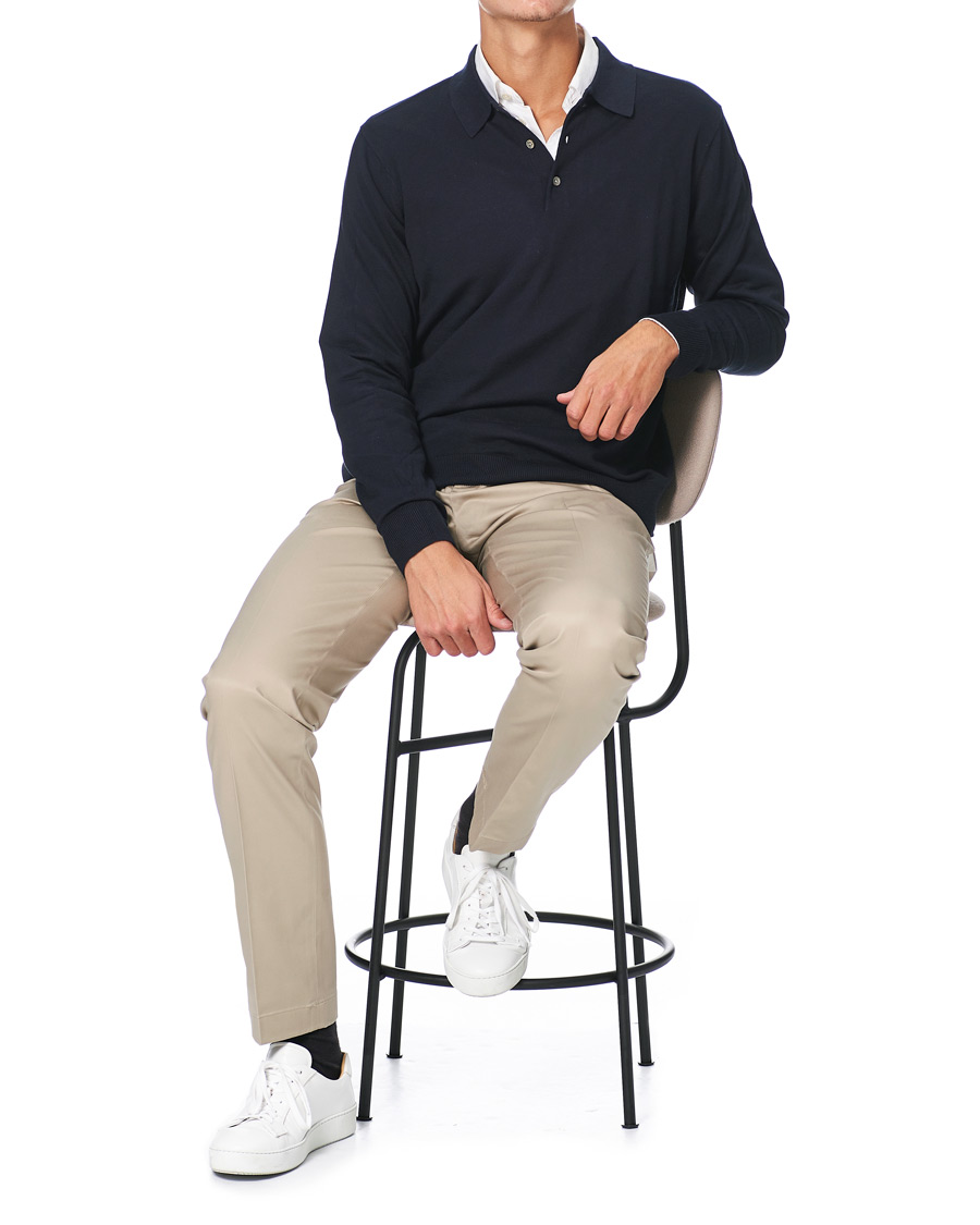 Herren | Pullover | Brooks Brothers | Cotton/Silk Knitted Polo Navy