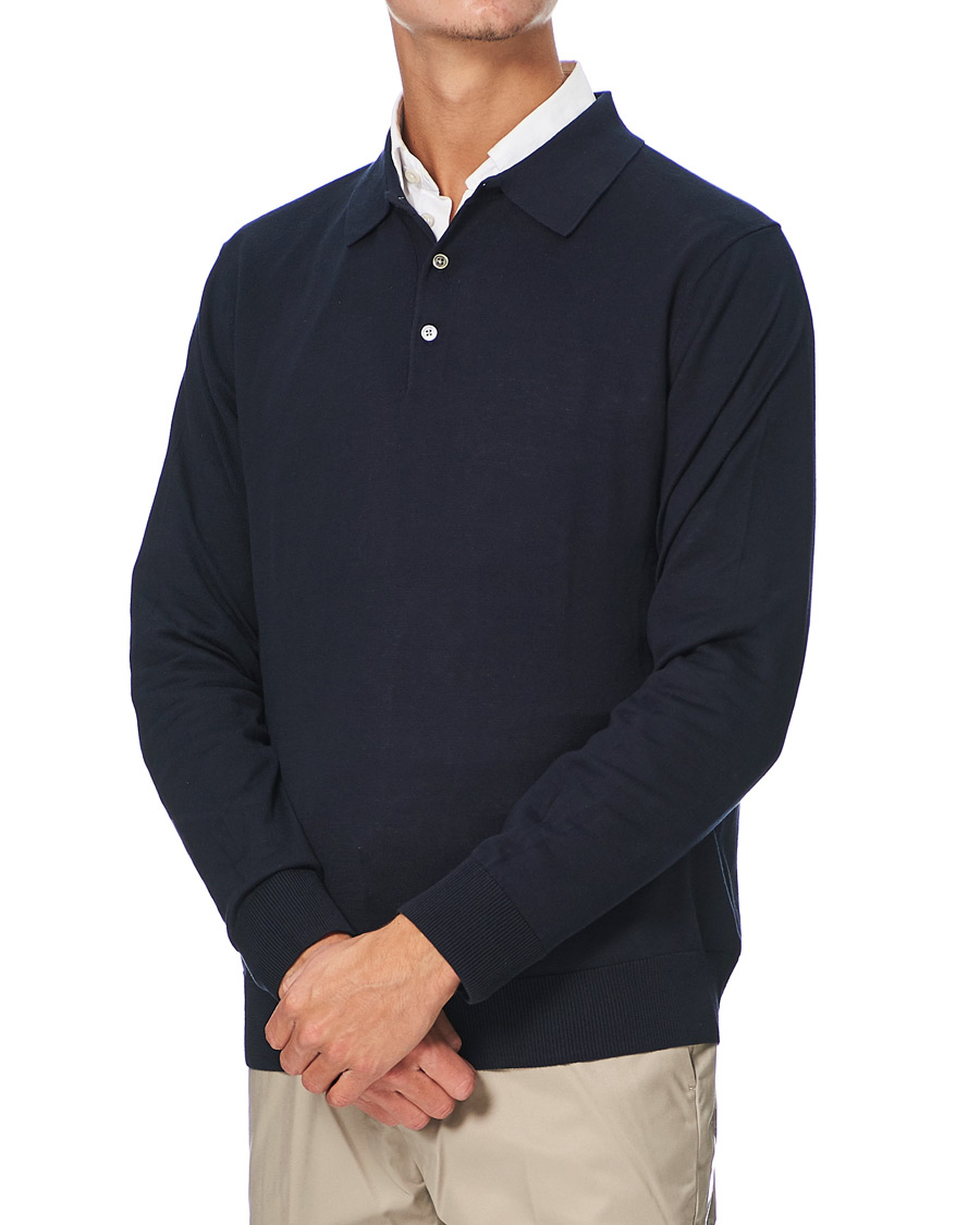 Herren | Pullover | Brooks Brothers | Cotton/Silk Knitted Polo Navy
