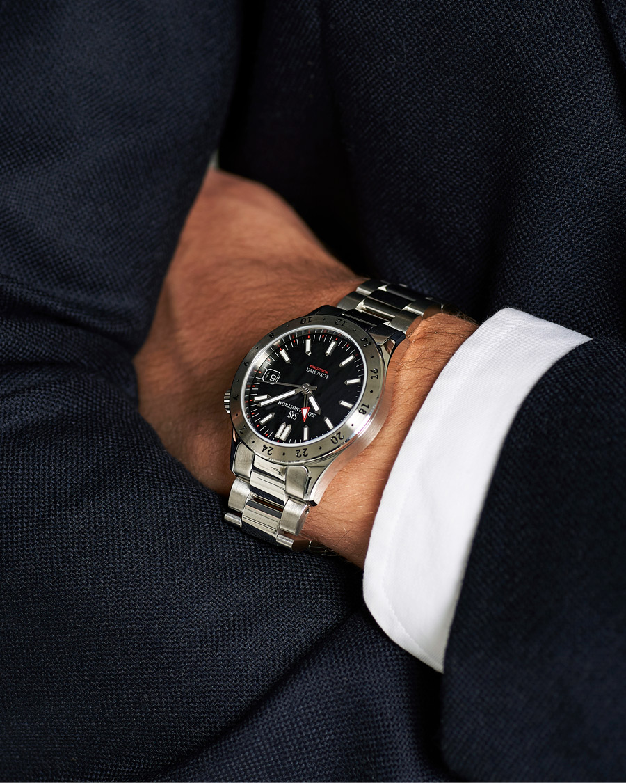 Herren | Sjöö Sandström Royal Steel Worldtimer 36mm Black with Steel | Sjöö Sandström | Royal Steel Worldtimer 36mm Black with Steel