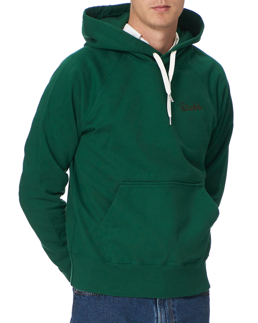 Herren | Pullover | Drake's | Hooded Cotton Sweatshirt Green