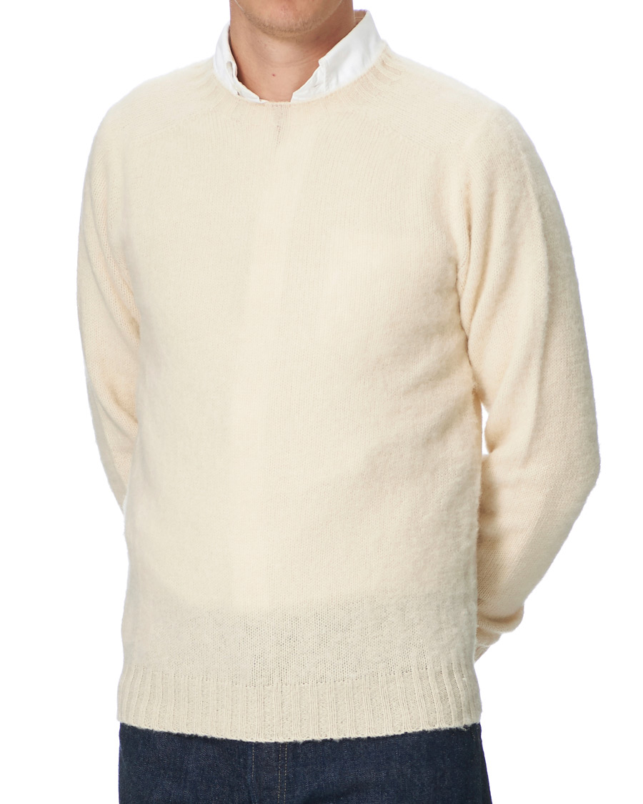Herren | Pullover | Drake's | Shetland Crew Neck Jumper Ecru