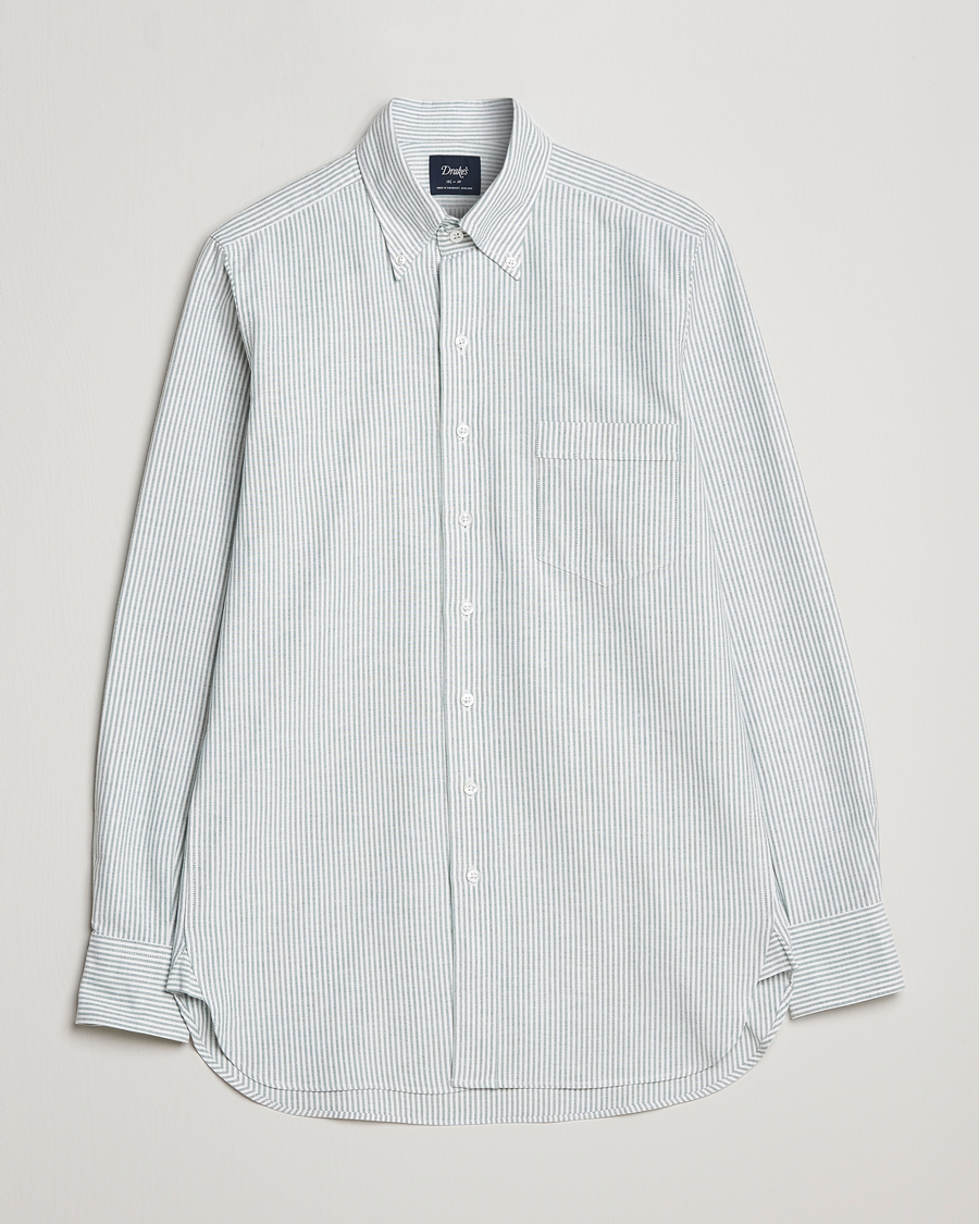 Herren | Hemden | Drake's | Striped Button Down Oxford Shirt Light Green