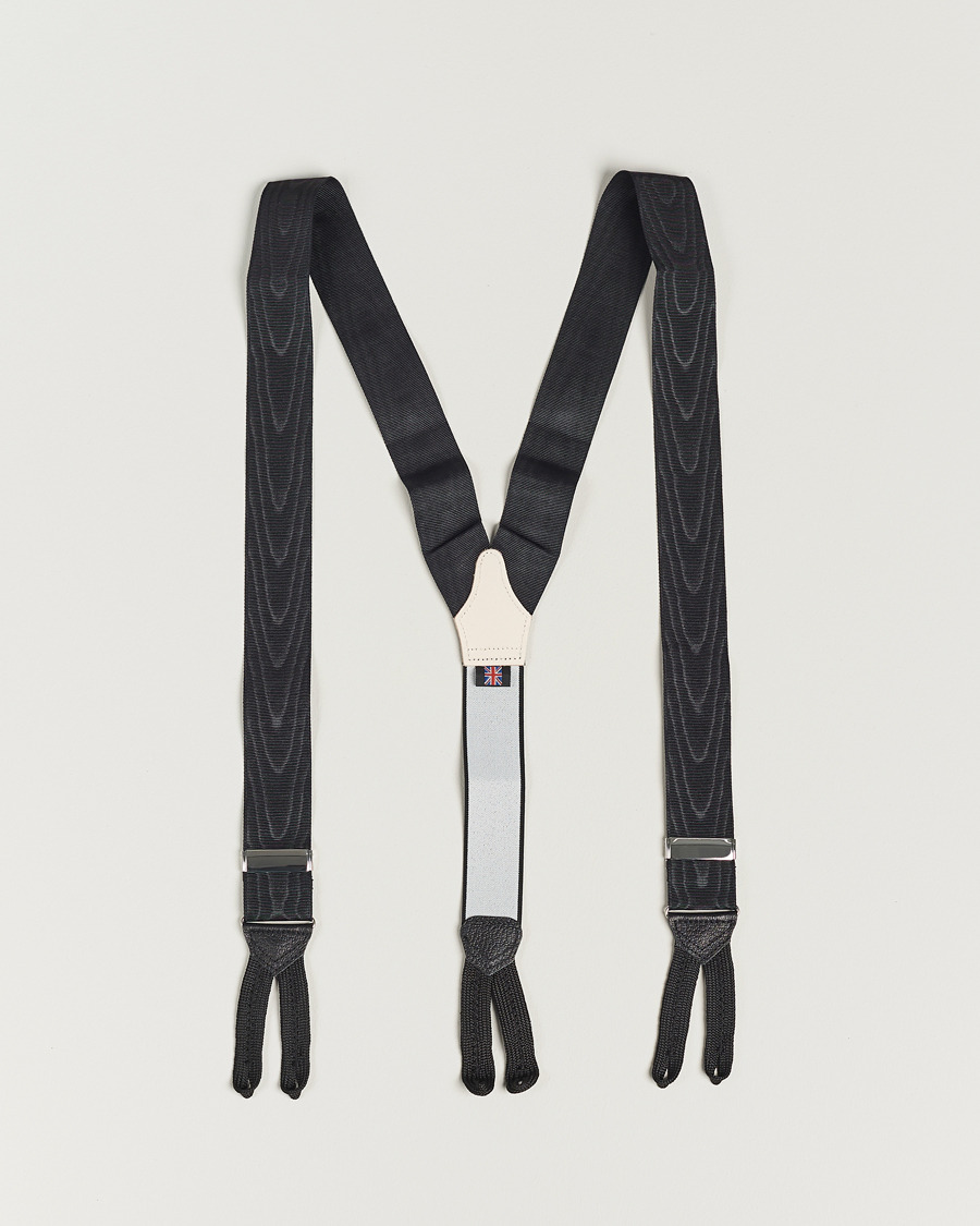 Herren | Albert Thurston Moiré Braces 40mm Black | Albert Thurston | Moiré Braces 40mm Black