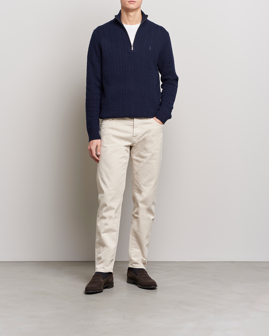 Herren | Pullover | Polo Ralph Lauren | Cotton/Wool Cable Half-Zip Hunter Navy