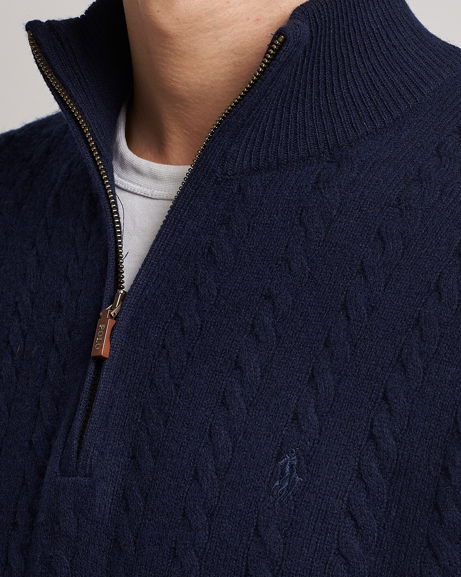 Herren | Pullover | Polo Ralph Lauren | Cotton/Wool Cable Half-Zip Hunter Navy