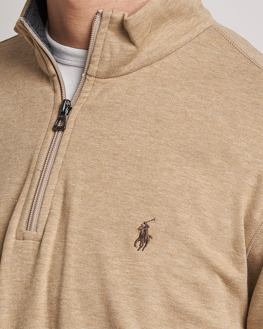 Herren | Pullover | Polo Ralph Lauren | Double Knit Half-Zip Sweater Café Tan Heather
