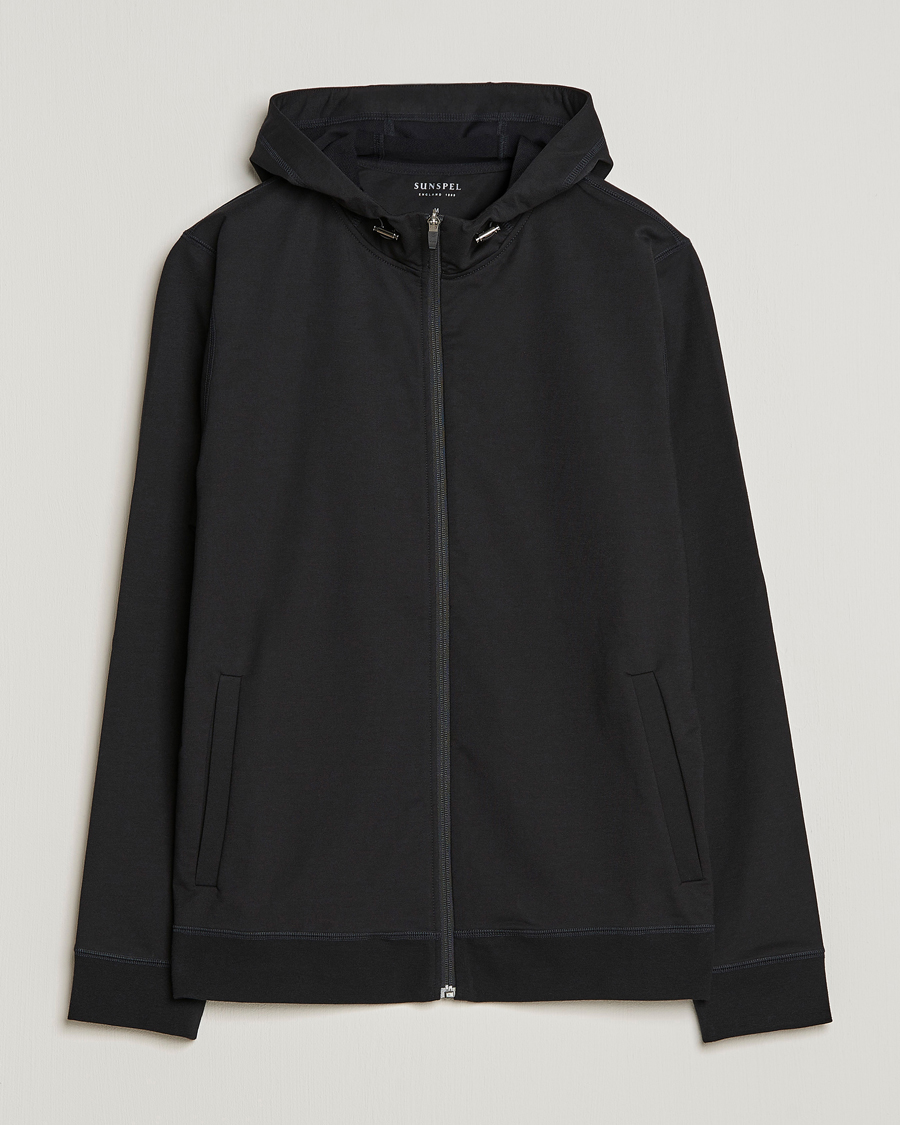 Herren | Pullover | Sunspel | Active Full Zip Hood Black