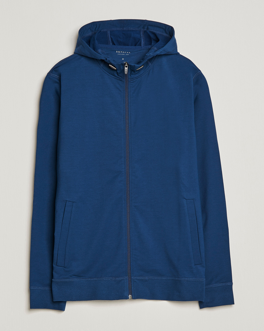 Herren | Pullover | Sunspel | Active Full Zip Hood Navy