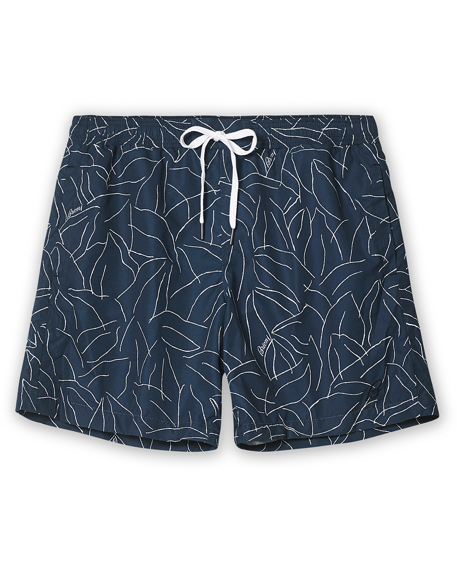 Herren | Badehosen | Brioni | Foliage Print Swim Trunks Navy