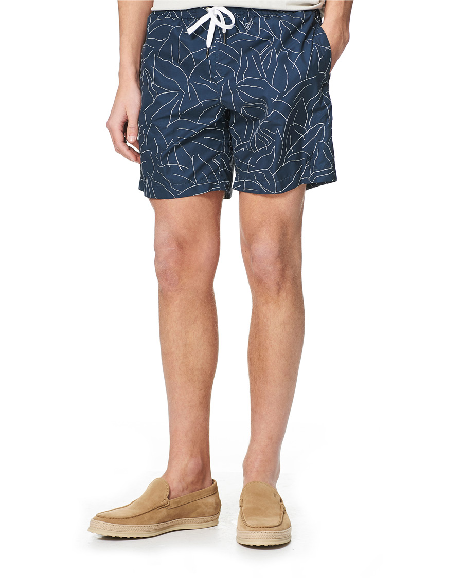 Herren | Badehosen | Brioni | Foliage Print Swim Trunks Navy