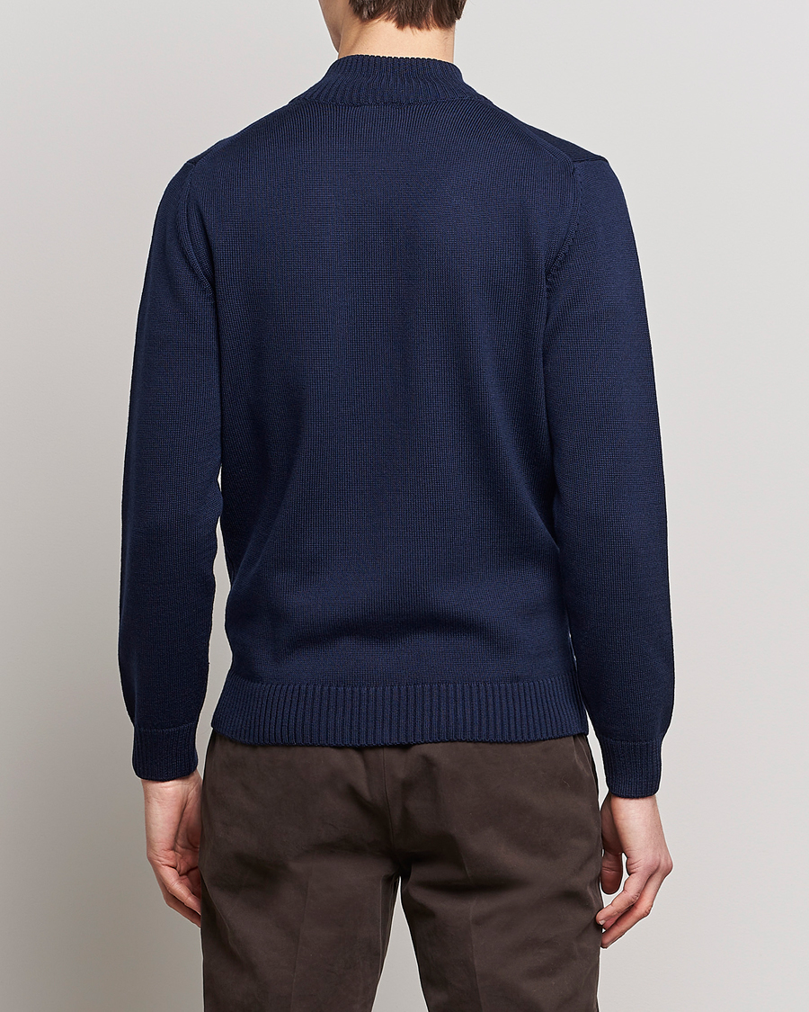 Herren | Pullover | Stenströms | Chunky Merino Full Zip Cardigan Navy