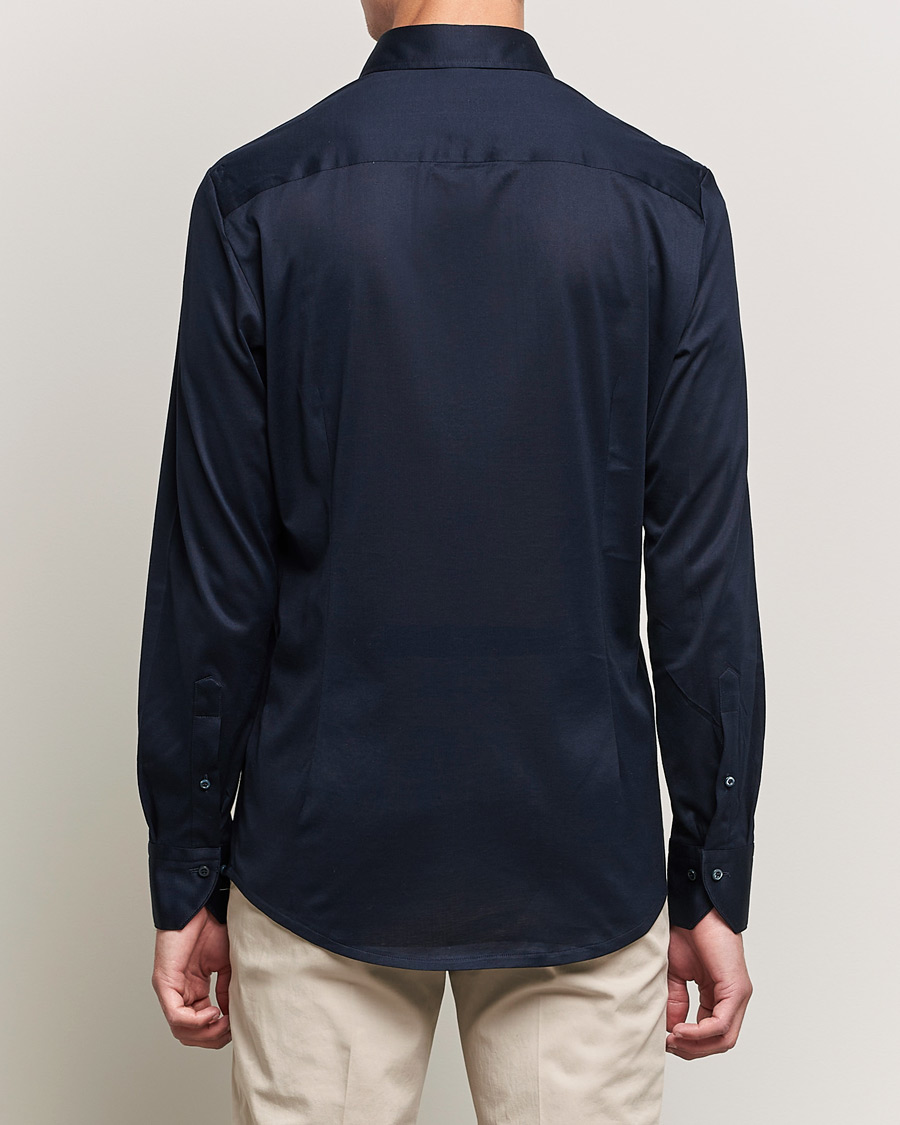Herren | Hemden | Stenströms | Slimline Jersey Button Down Shirt Navy
