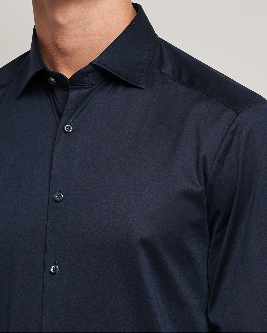 Herren | Hemden | Stenströms | Slimline Jersey Button Down Shirt Navy
