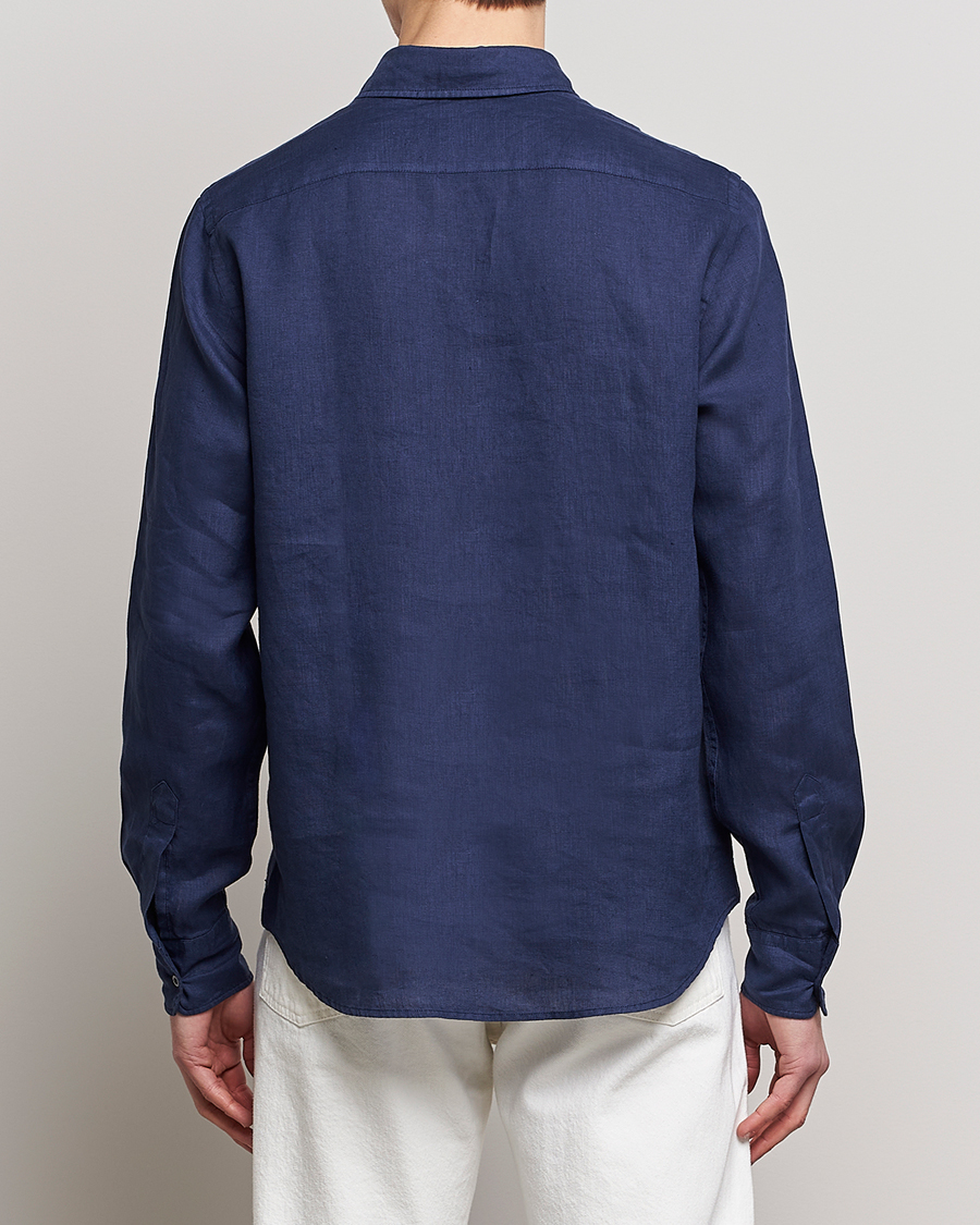 Herren | Hemden | Aspesi | Linen Popover Shirt Dark Blue