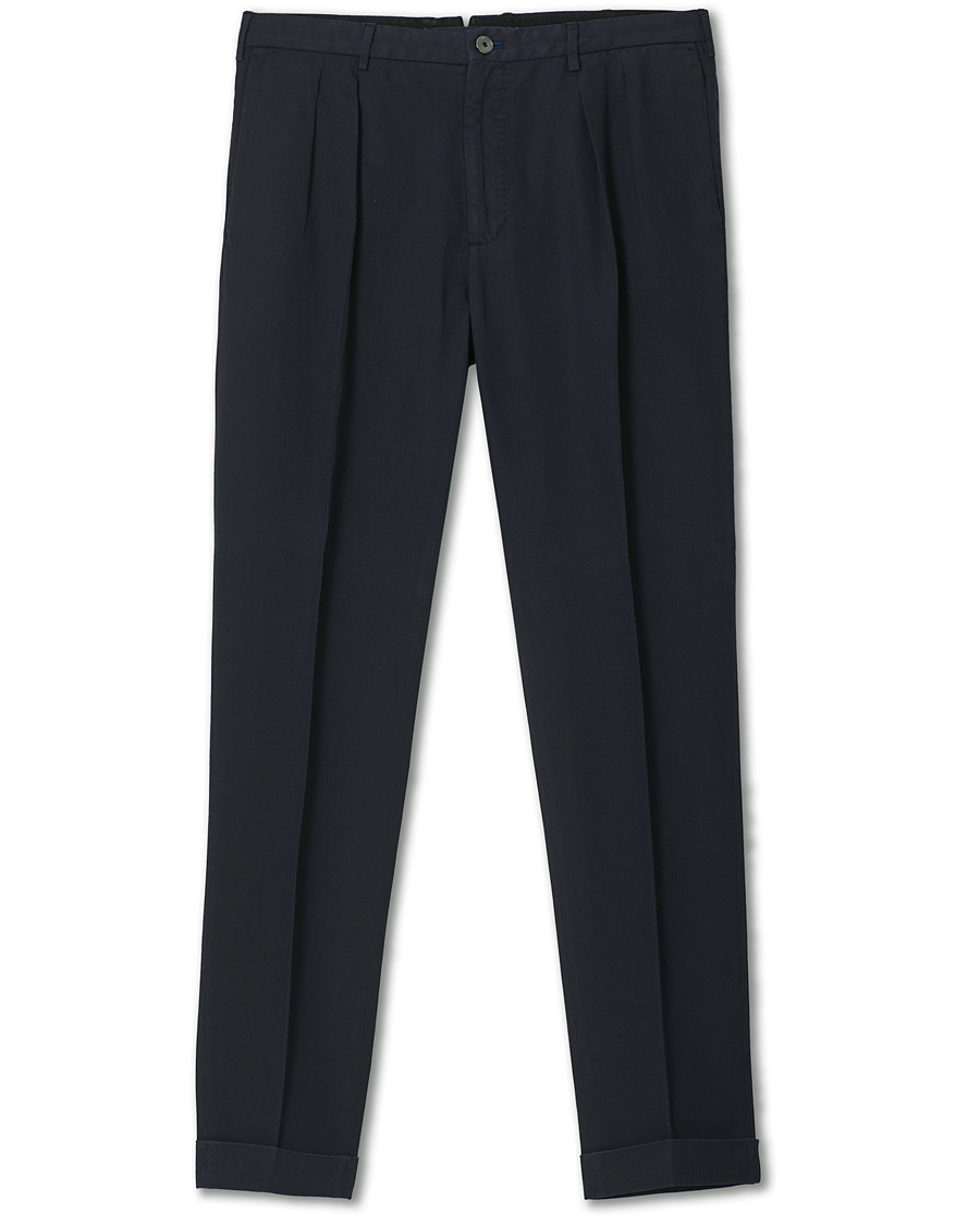 Herren | Hosen | Incotex | Carrot Fit Pleated Trousers Navy
