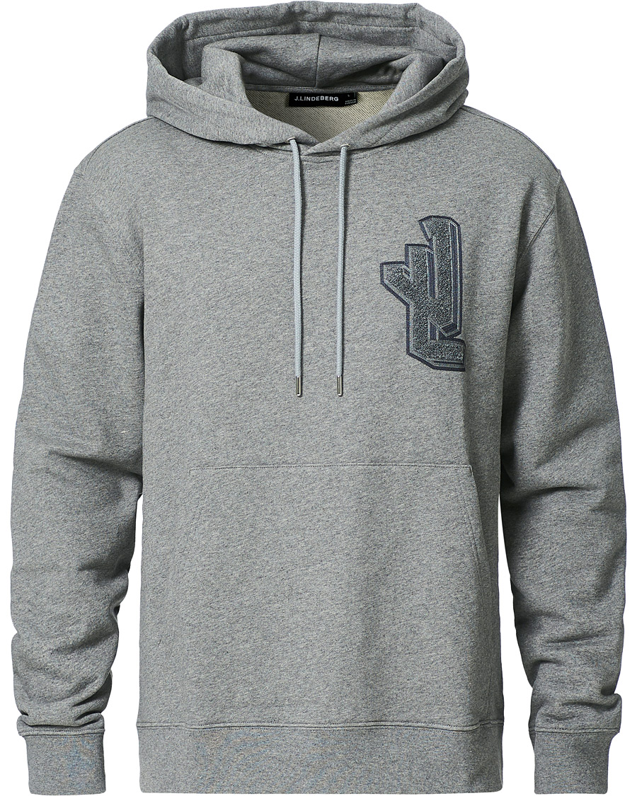 Herren | Pullover | J.Lindeberg | Tony Patch Hoodie Mid Grey Melange