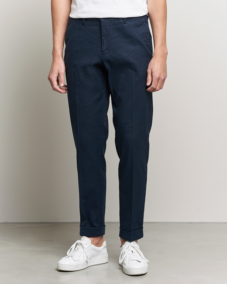 Herren | Hosen | J.Lindeberg | Grant Stretch Cotton/Linen Trousers Navy