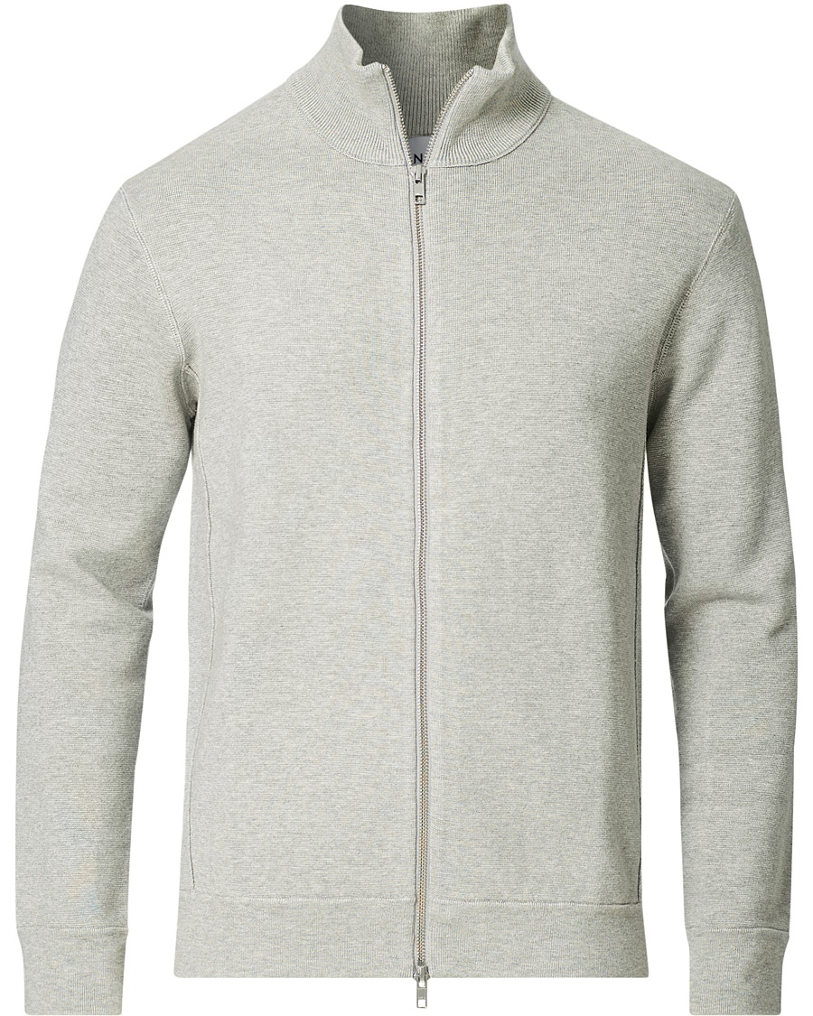 Herren | Pullover | NN07 | Luis Knitted Full-Zip Sweater Light Grey Melange