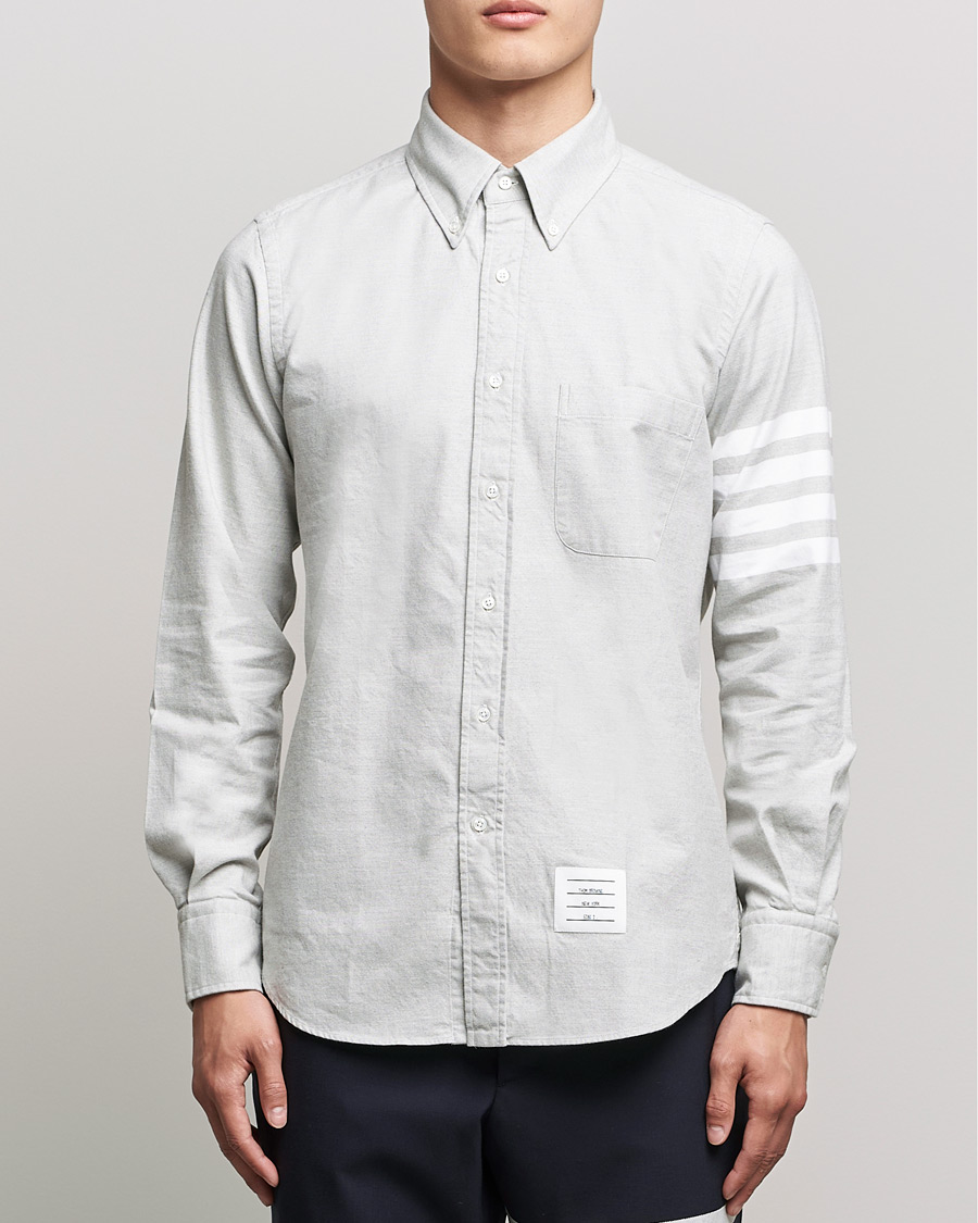 Herren | Hemden | Thom Browne | 4 Bar Flannel Shirt Light Grey