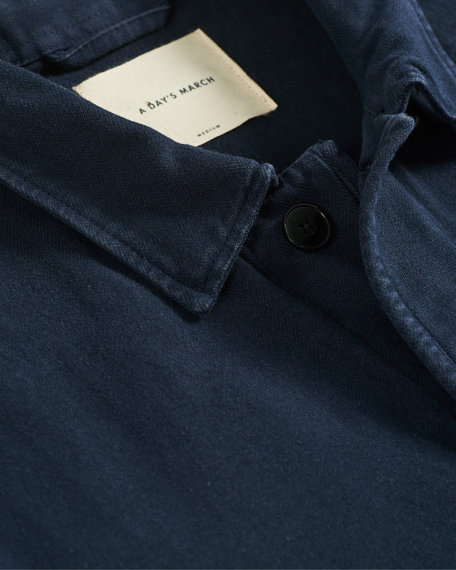 Herren | Hemden | A Day's March | Original Herringbone Overshirt Navy