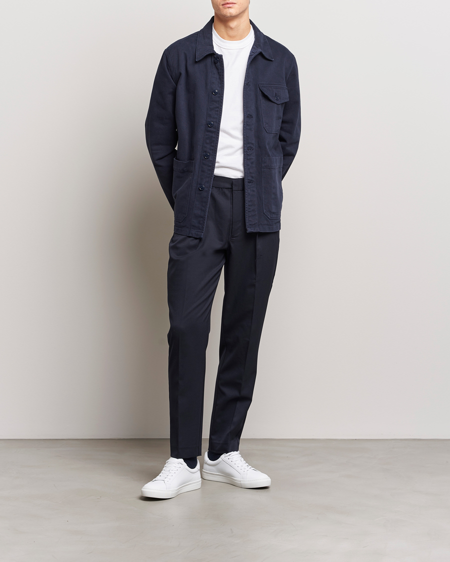 Herren | Hemden | A Day's March | Patch Pocket Sturdy Twill Overshirt Navy