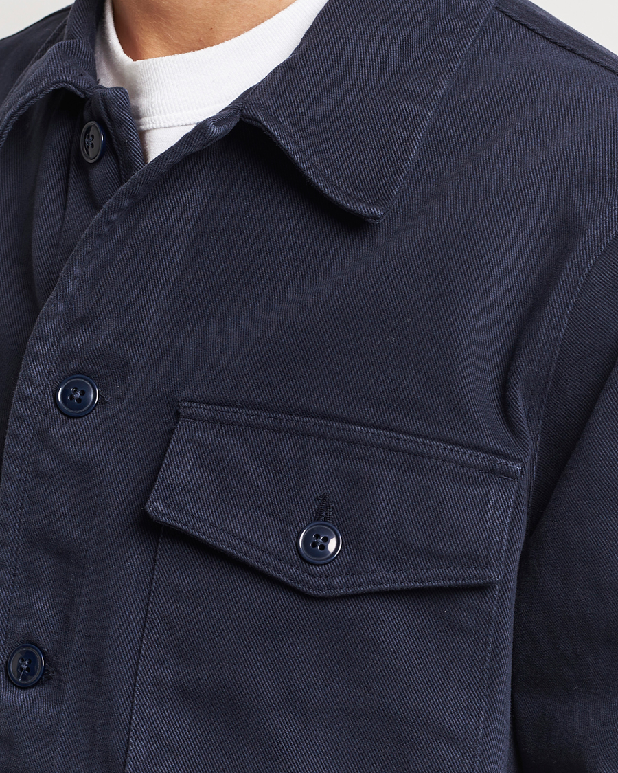 Herren | Hemden | A Day's March | Patch Pocket Sturdy Twill Overshirt Navy